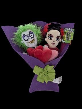 NWT Beetlejuice & Lydia Deetz 13" Plush Bouquet by Ruz Halloween Valentine